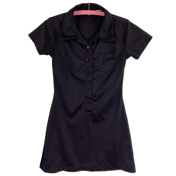 Vintage 🌸 90s Alternative Kids Black Polo Dress - Picture 1 of 2